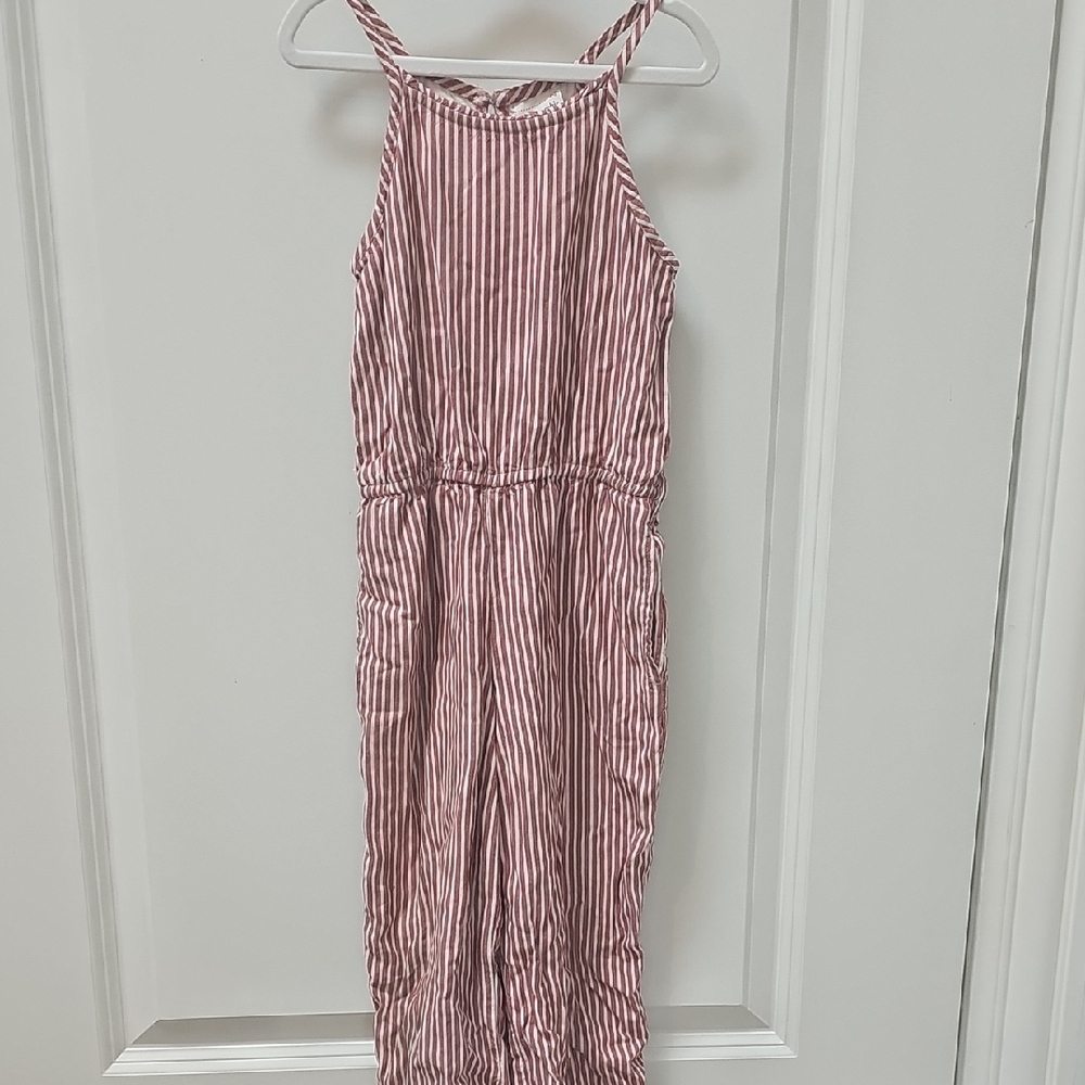 Abercrombie Kids Red and White Striped Jumpsuit